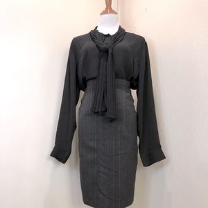 Retro Black Top with Pleated tie.